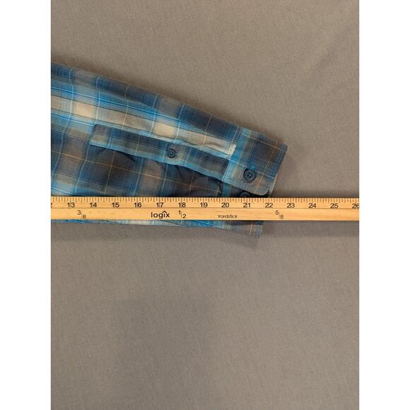 Columbia Shirt Men's XXL Button Down Plaid Blue  Long Sleeve Performance Outdoor - Picture 5 of 10